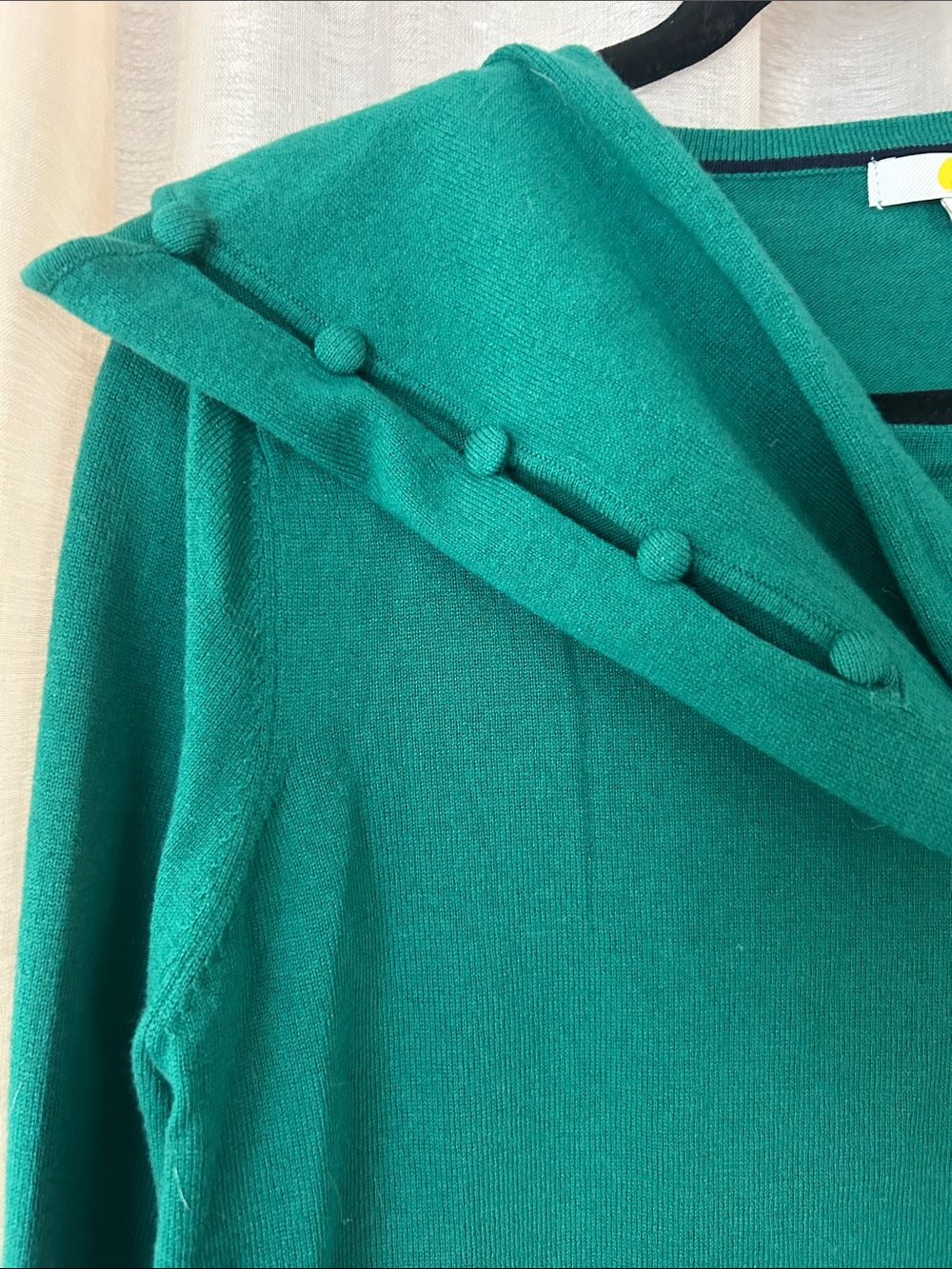 Green Boden sweater with button sleeves, M